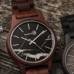 NWT Marble Dial Red Wood Bracelet Watch